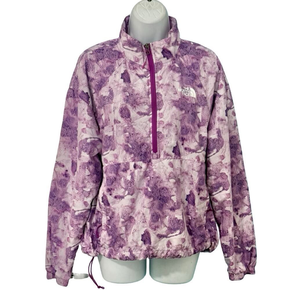 North Face Purple White Hydrenaline 1/4 Zip Pullover Water Resistant Jacket sz L